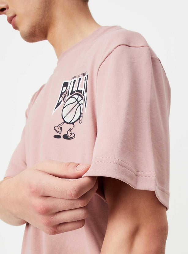 Men Oversized Back Print T-shirt