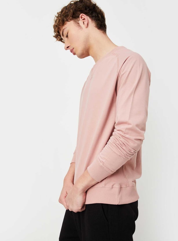 Men Solid Raglan Sleeve Sweatshirt