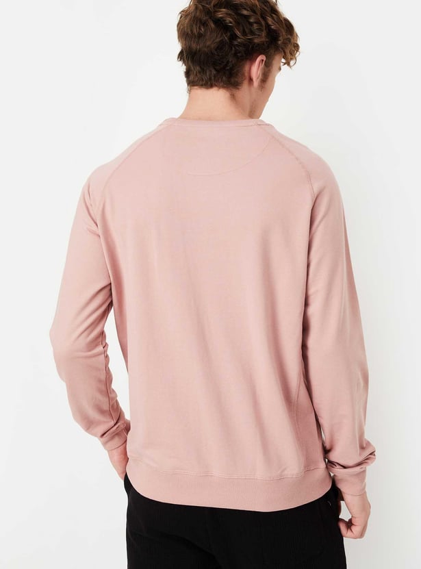 Men Solid Raglan Sleeve Sweatshirt