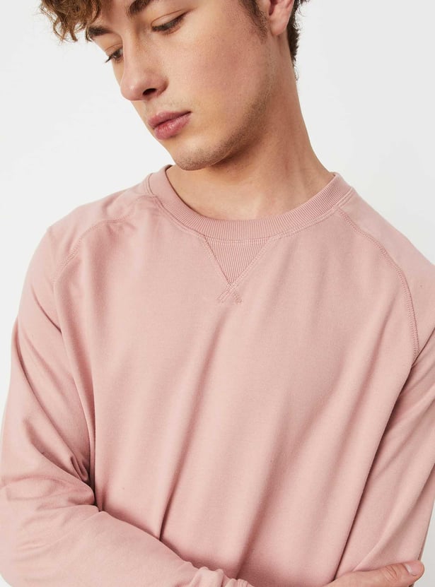 Men Solid Raglan Sleeve Sweatshirt