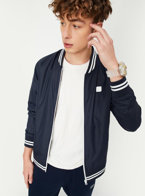 Men Solid Varsity Jacket