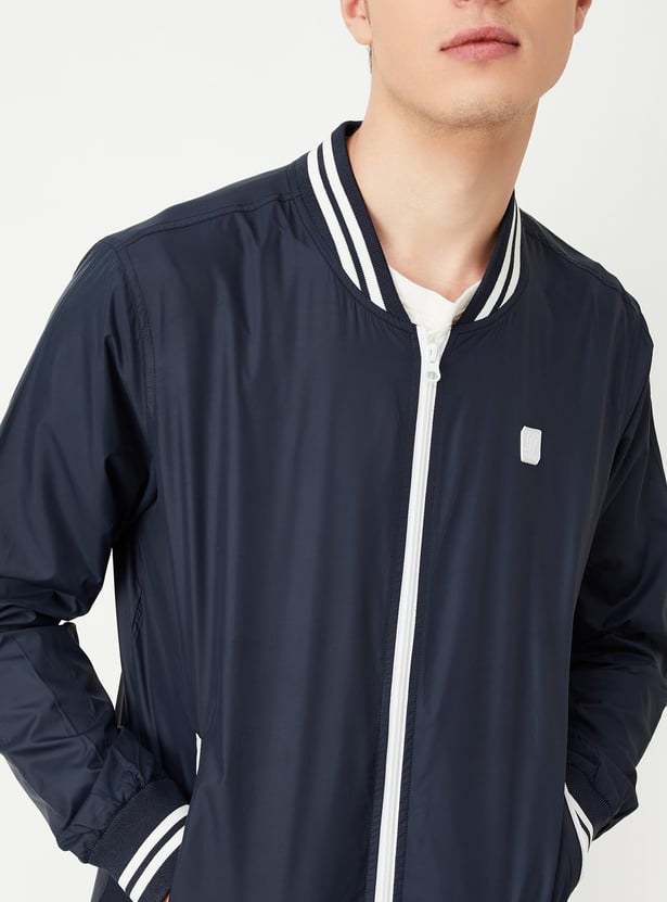 Men Solid Varsity Jacket