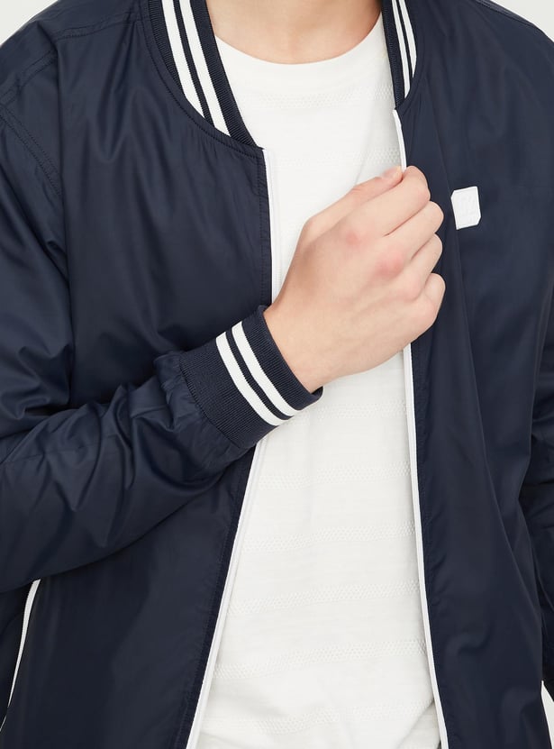 Men Solid Varsity Jacket