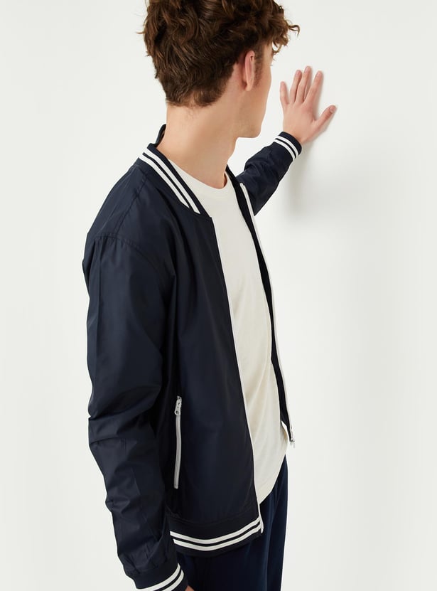 Men Solid Varsity Jacket
