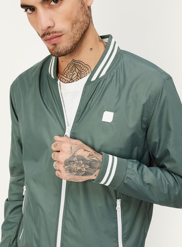 Men Solid Varsity Jacket