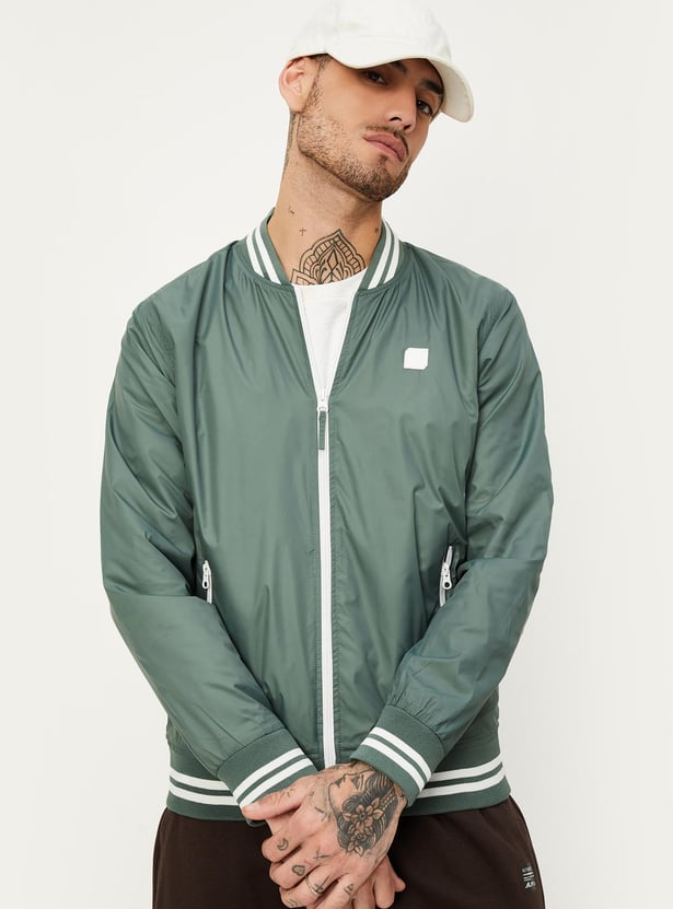 Men Solid Varsity Jacket