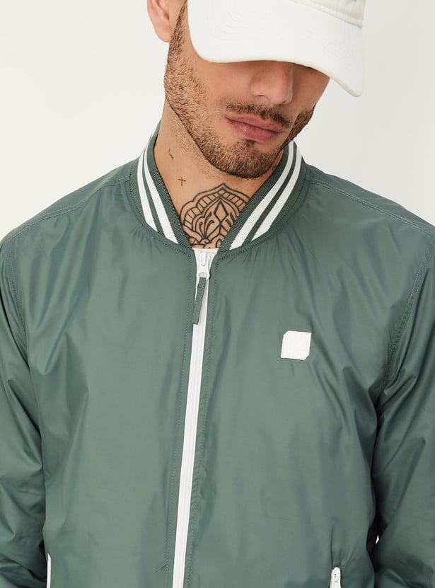 Men Solid Varsity Jacket