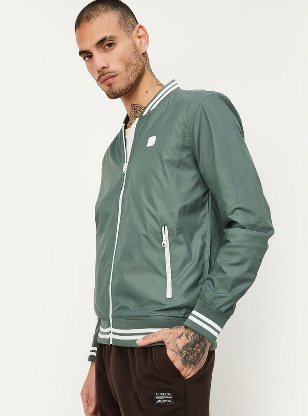 Men Solid Varsity Jacket