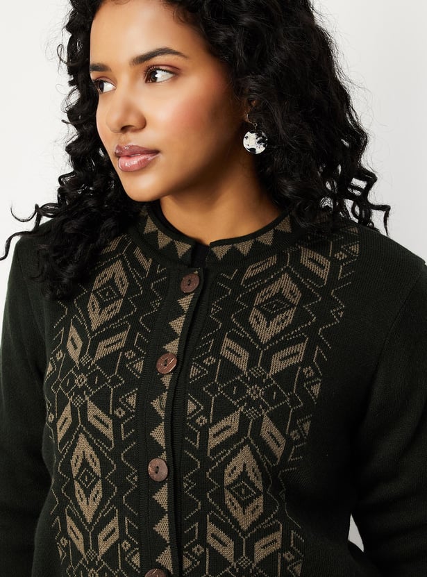 Women Argyle Knitted Cardigan