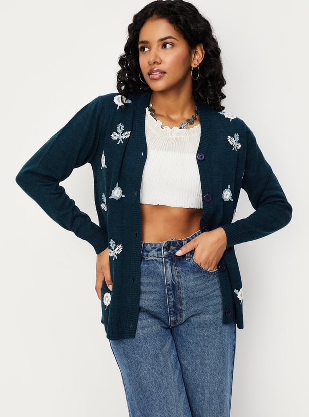 Women Embroidered Cardigan