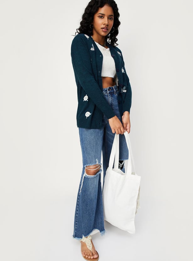 Women Embroidered Cardigan