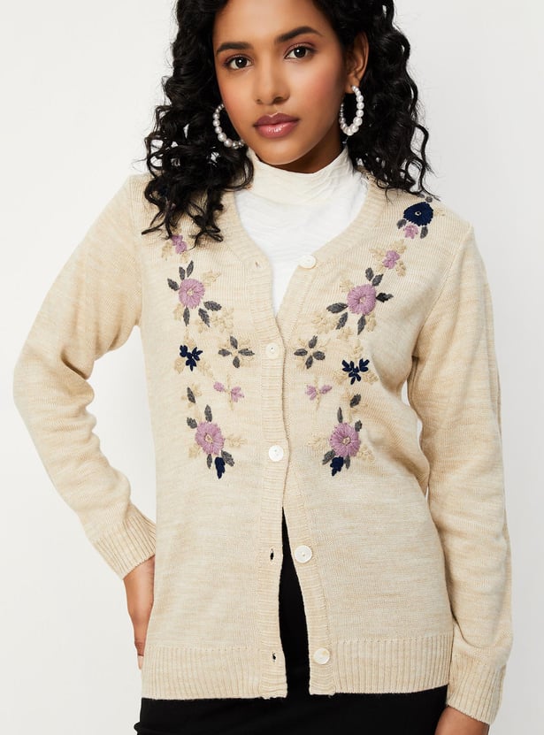 Floral Embroidery Zara Embroidered Cardigan FLORAL KNIT CARDIGAN