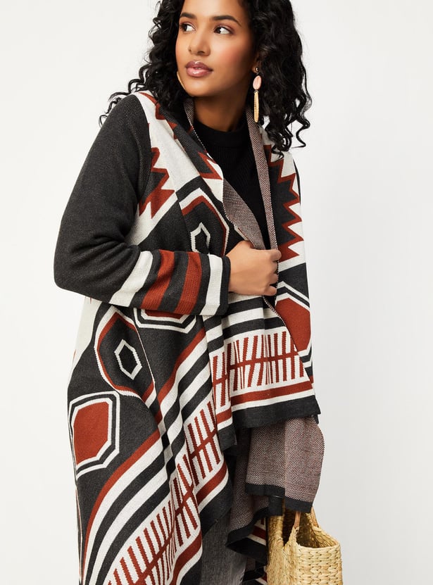 Women Aztec Printed Waterfall Shrug