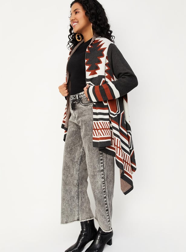 Women Aztec Printed Waterfall Shrug