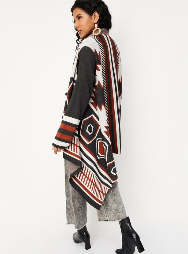 Women Aztec Printed Waterfall Shrug