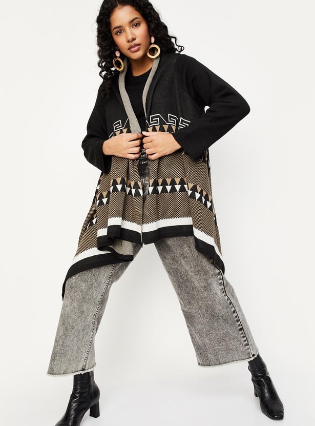 Women Geometric Printed Waterfall Shrug