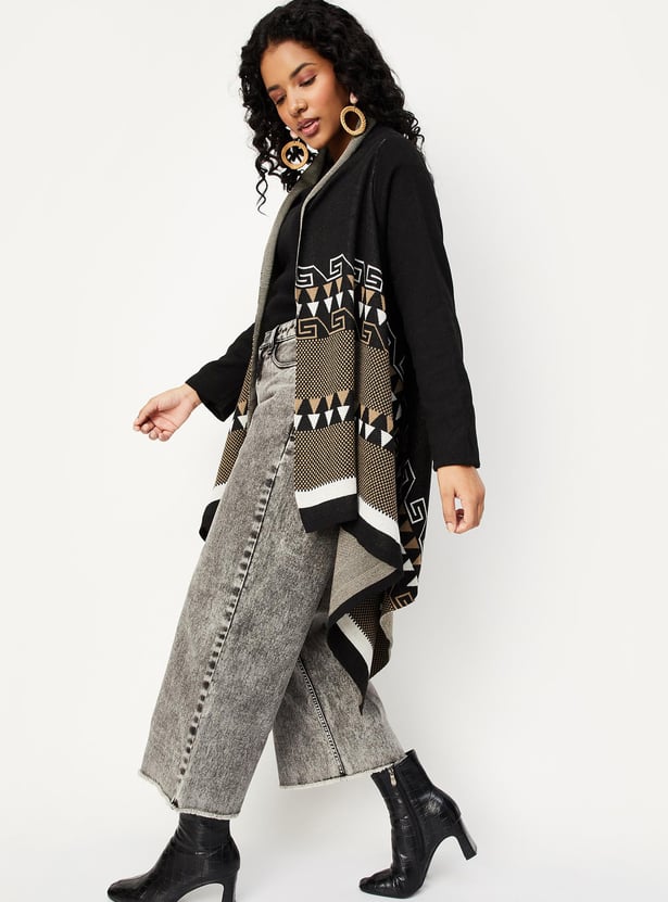 Women Geometric Printed Waterfall Shrug