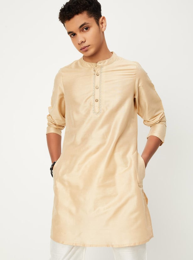 Boys Solid Straight Kurta