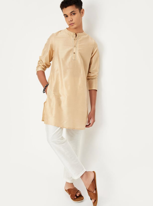 Boys Solid Straight Kurta