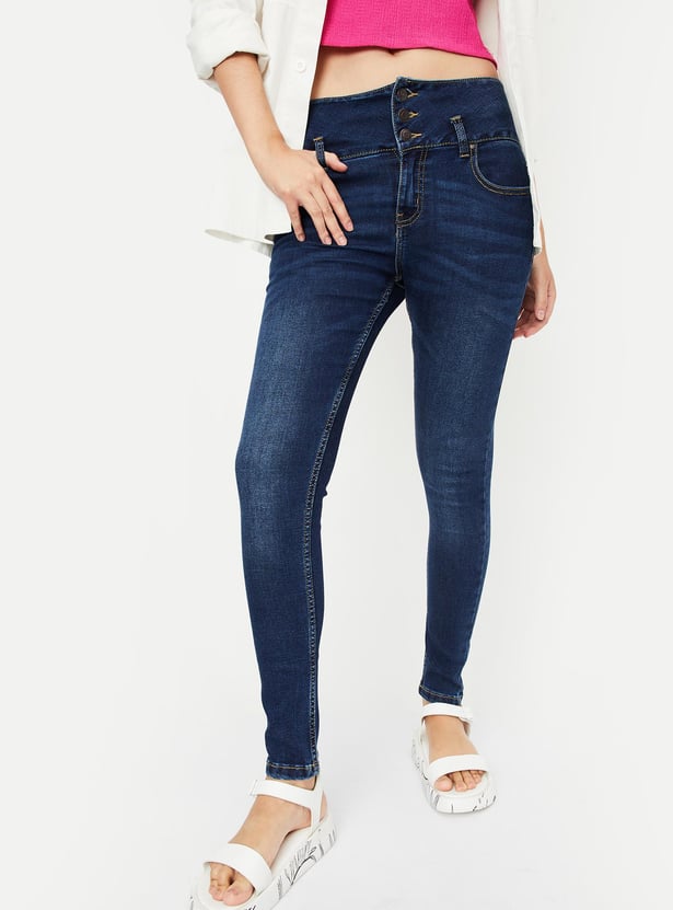 Women Washed Double-Up Skinny Fit Jeans