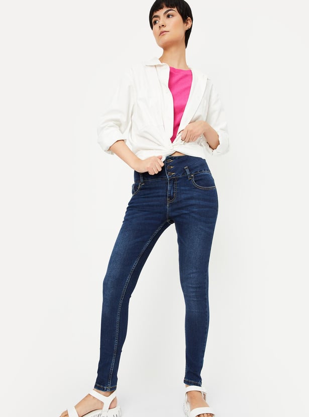 Women Washed Double-Up Skinny Fit Jeans