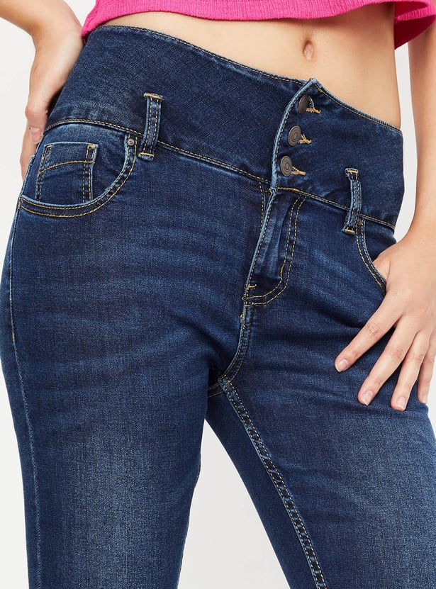 Women Washed Double-Up Skinny Fit Jeans