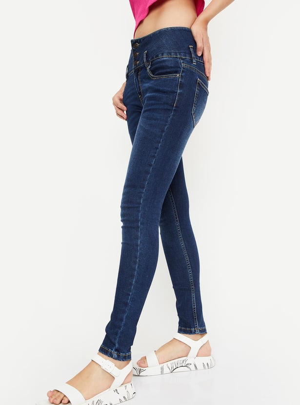 Women Washed Double-Up Skinny Fit Jeans