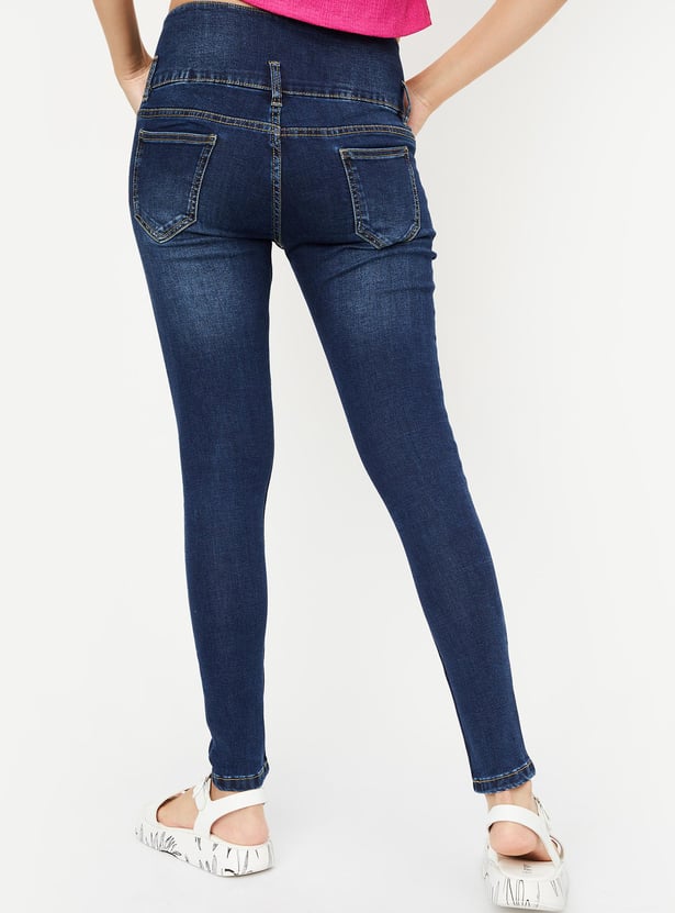 Women Washed Double-Up Skinny Fit Jeans