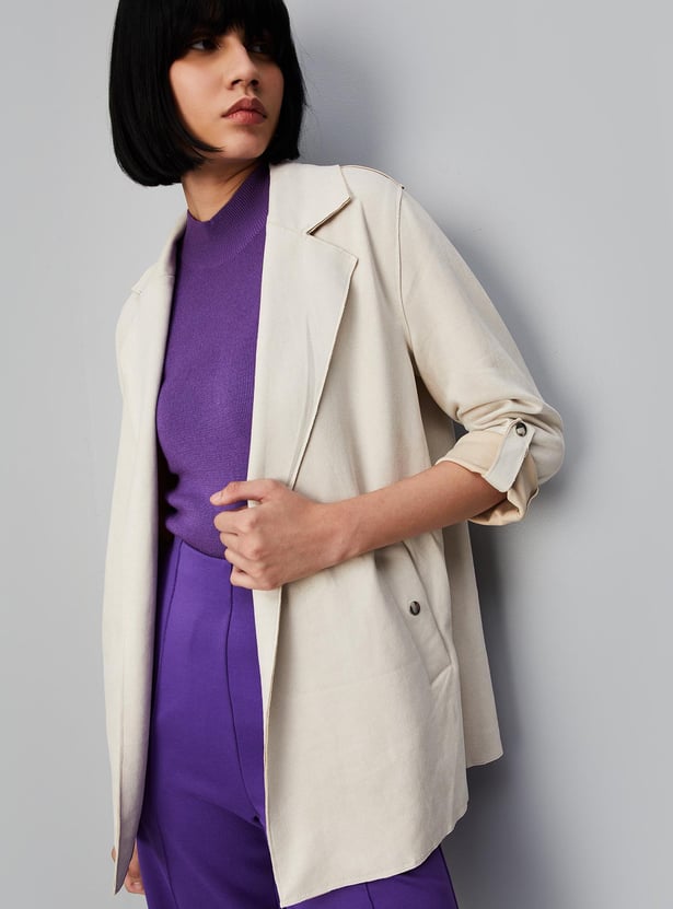 Women Solid Classic Suede Overcoat