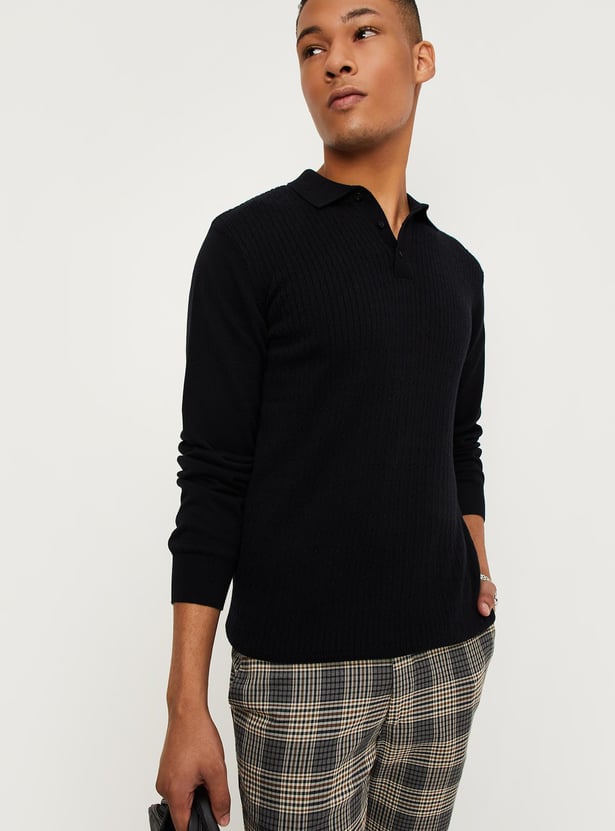 Men Flat Knit Slim Fit Polo T-shirt