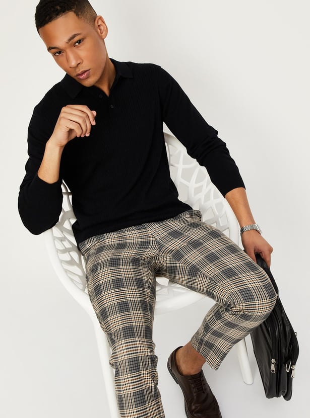 Men Flat Knit Slim Fit Polo T-shirt