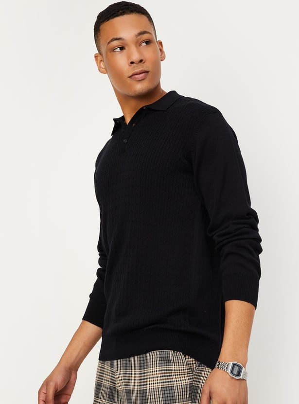 Men Flat Knit Slim Fit Polo T-shirt