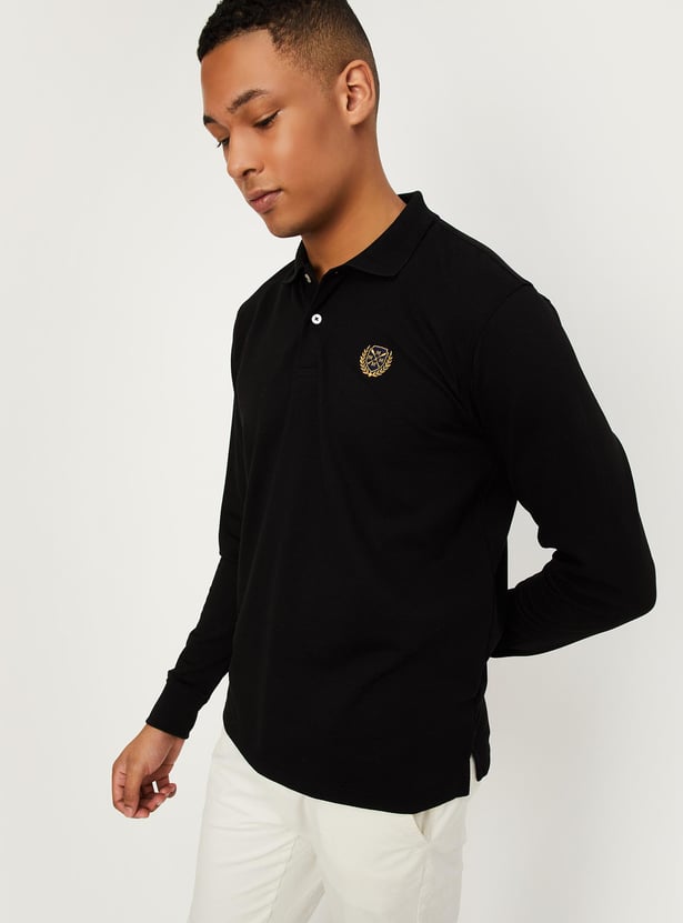 Men Textured Slim Fit Polo T-shirt