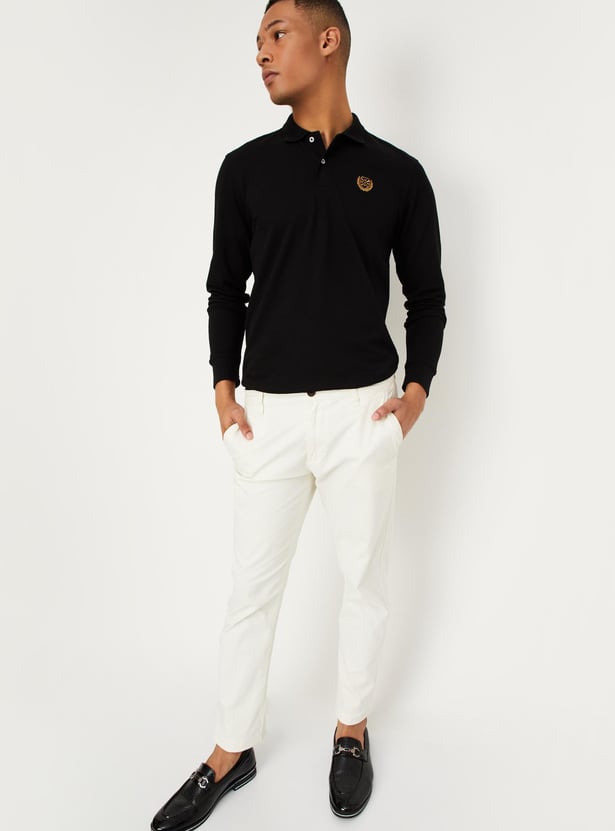 Men Textured Slim Fit Polo T-shirt