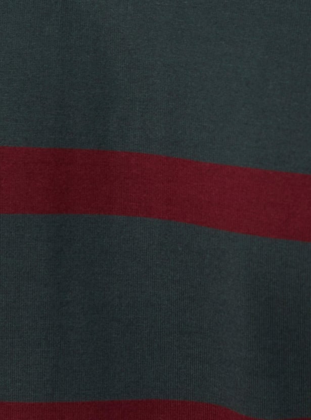 Men Striped Full Sleeve Polo T-shirt