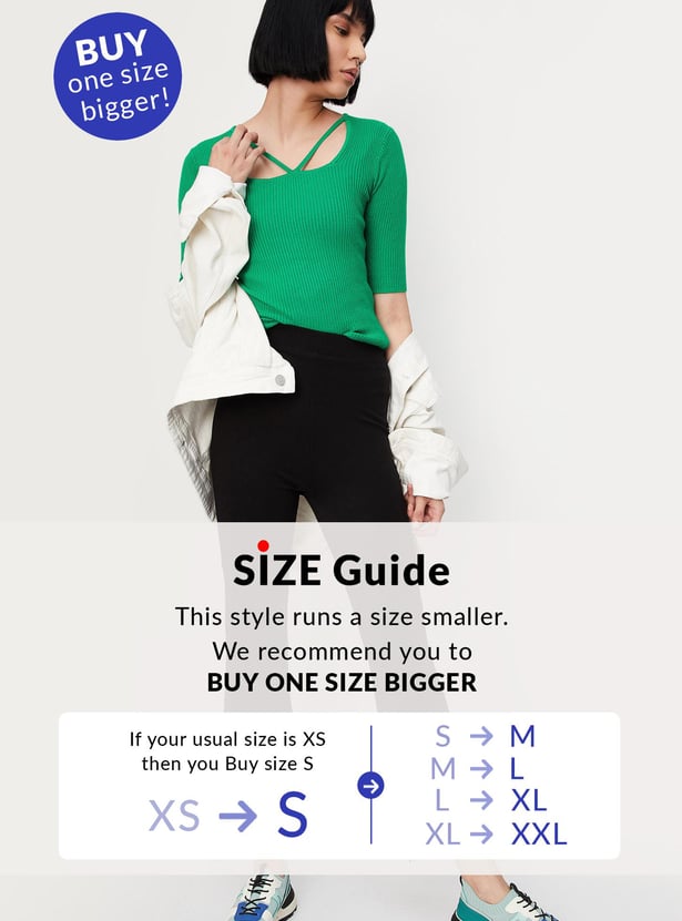 Women Cut-Out Neck Ribbed Top