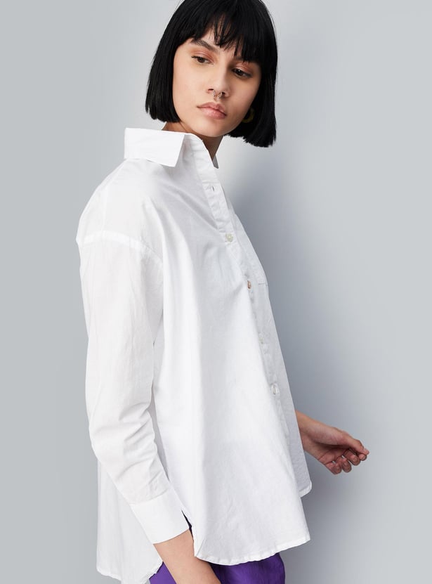 Women Solid Boyfriend Fit Shirt