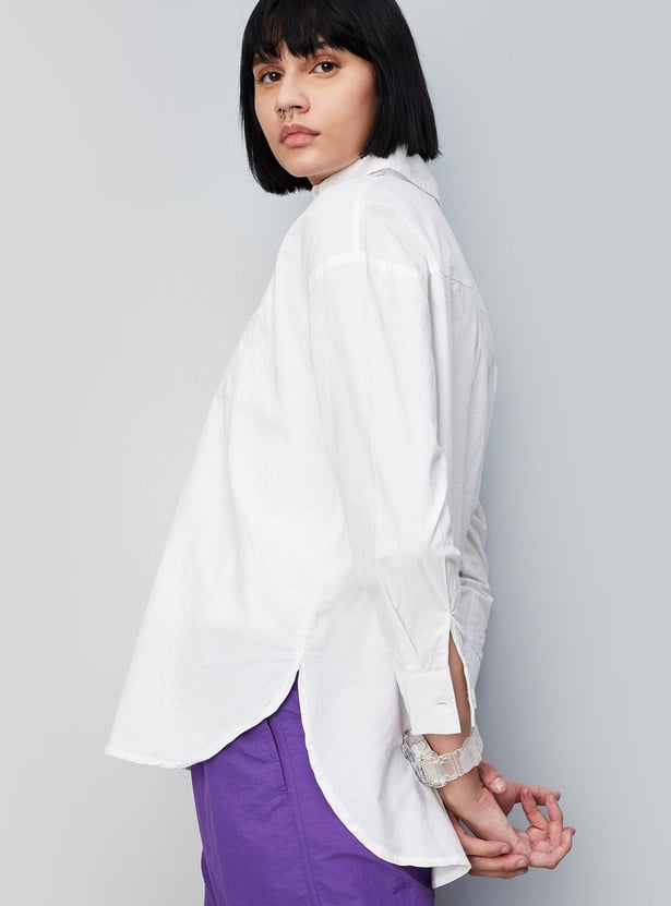 Women Solid Boyfriend Fit Shirt