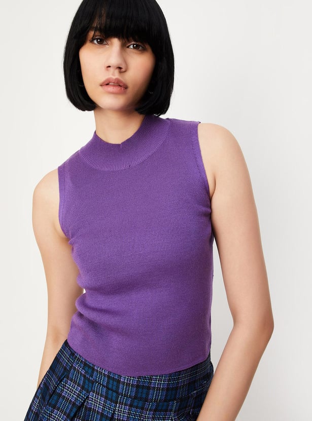 Women Knitted High Neck Top