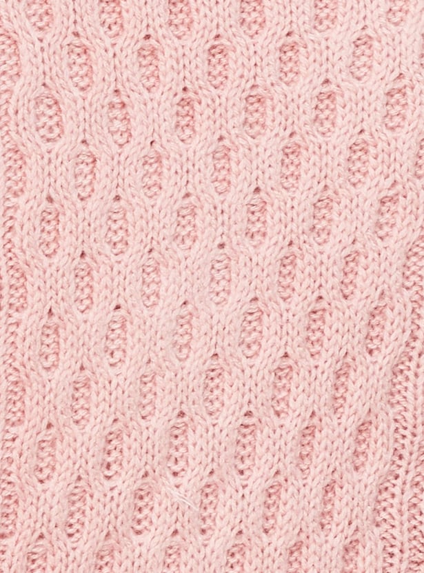 Women Cable Knit Varsity Crop Cardigan