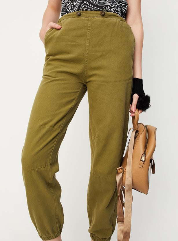 Women Solid Parachute Pants