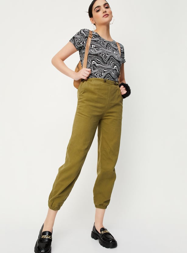 Women Solid Parachute Pants