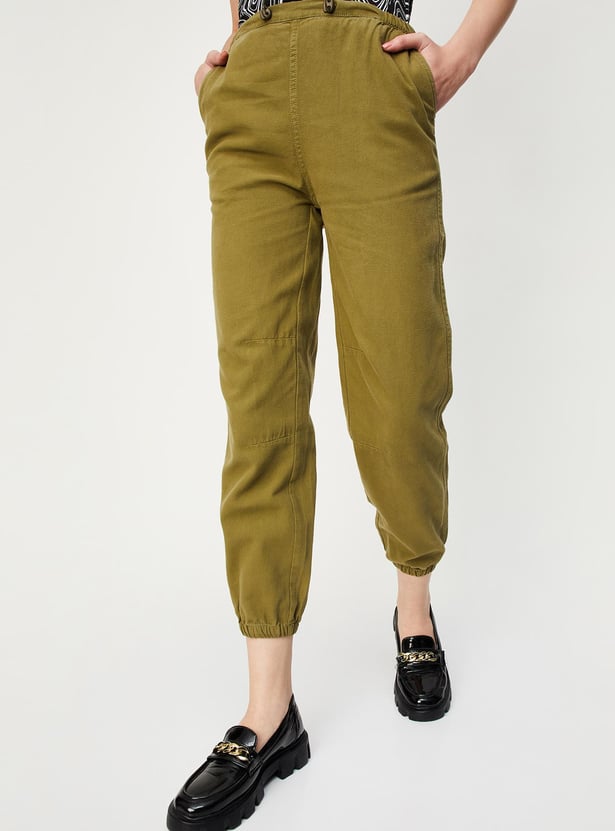 Women Solid Parachute Pants