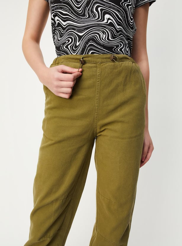 Women Solid Parachute Pants