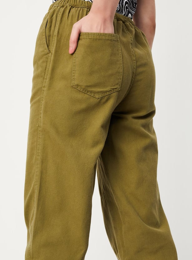 Women Solid Parachute Pants