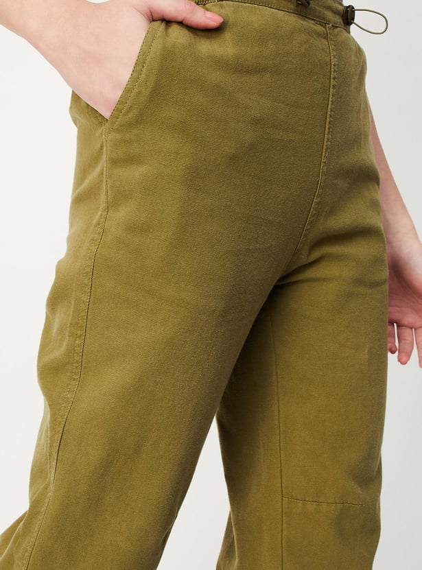 Women Solid Parachute Pants
