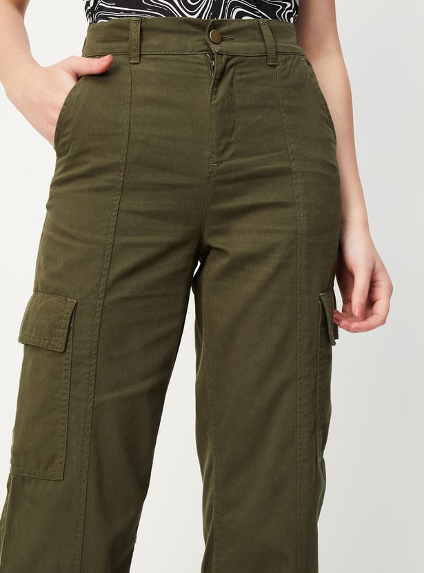 Women Solid Cargo Pants