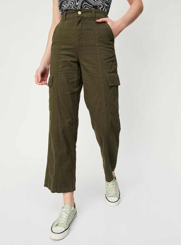Women Solid Cargo Pants