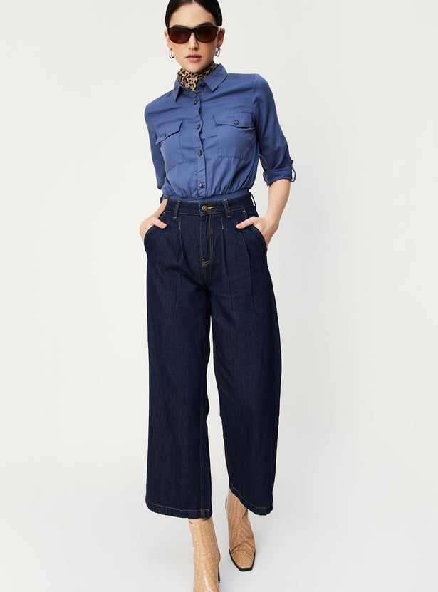 Women Solid Smocked Waist Top