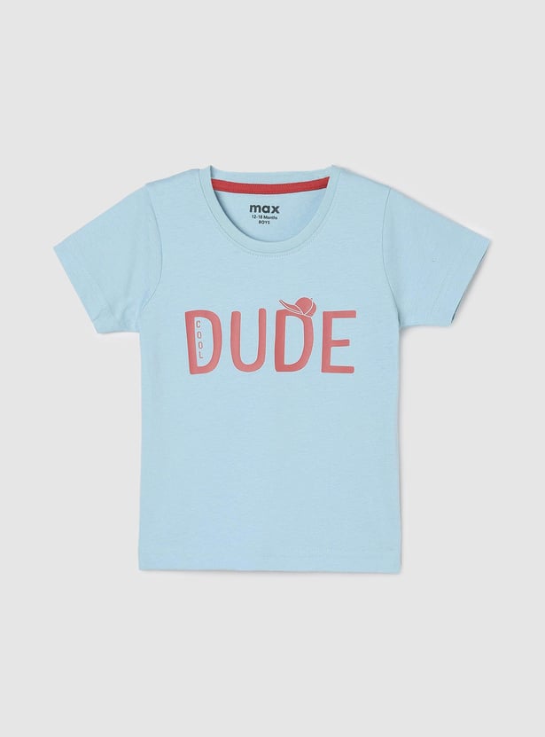 Boys Typographic Printed Cotton T-shirt